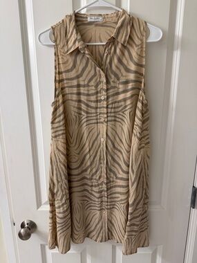 Equipment Beige & Taupe Zebra-Print Sleeveless Midi Dress